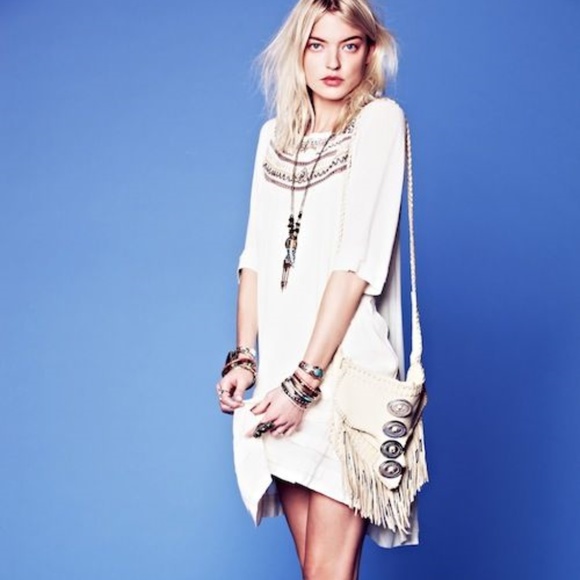 FREE PEOPLE Ribbons & Rows White Beaded Dress S - Picture 3 of 8